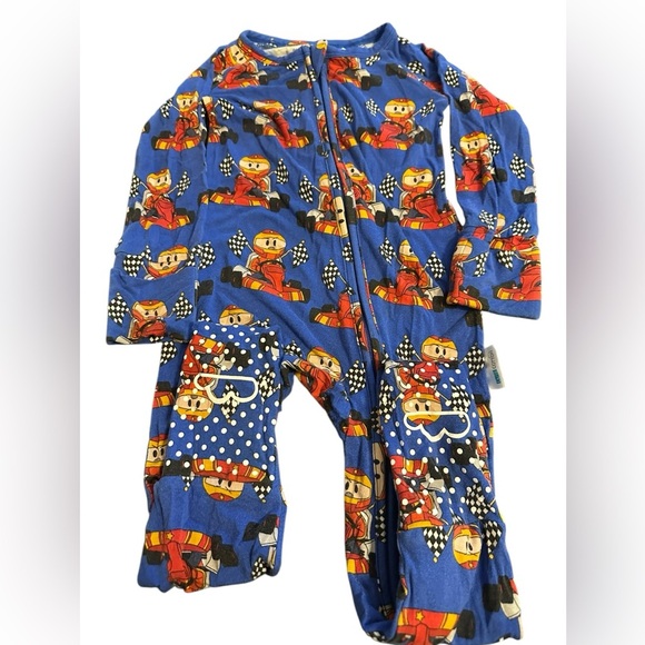 Cute Cotton Bamboo‎ Zip Pajamas with Fold Over Feet Cover Size 6/12 months Soft - Picture 1 of 4